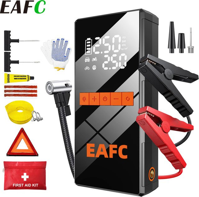 EAFC Multifunktionales Auto-Notfall-Rettungsset in Schwarz mit Starthilfe und Luftpumpe, 7-teiliges Set - Bild 1