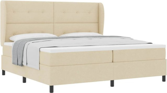 vidaXL Boxspringbett mit Matratze in Beige aus Stoff, B/T: 200 x 200 cm - Bild 1