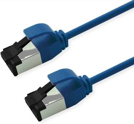 Roline Cat.8 S/FTP Patchkabel Slim LSOH PoE Ethernet LAN, Blau, 1 m - Bild 1