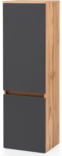 Held Möbel Midischrank Salerno Badezimmerschrank in matt Grau-Wotaneiche, Breite: 40 cm, Höhe: 130 cm, Tiefe: 35 cm - Bild 1