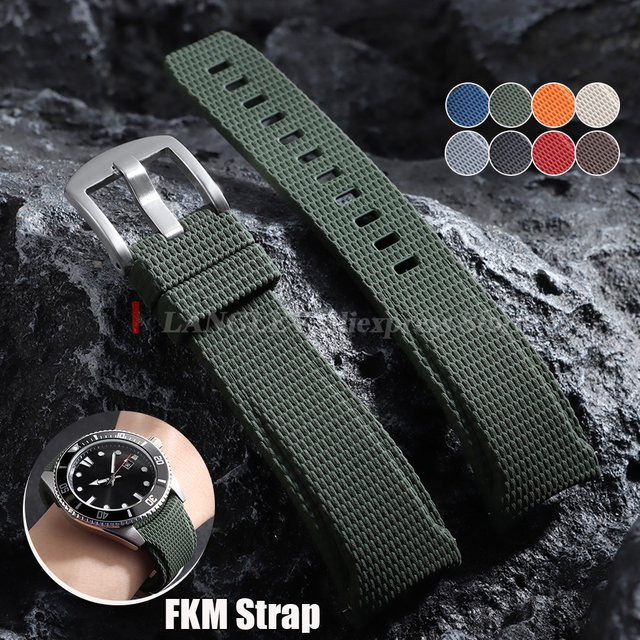 Uhrenarmband FKM-Gummi, Schwarz, Herren, 20mm 21mm 22mm - Bild 1