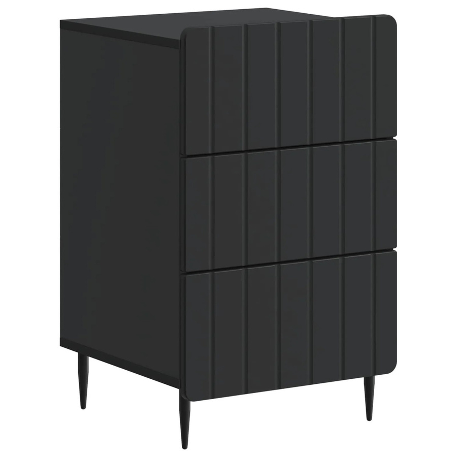 vidaXL Nachttisch mit Schubladen in Schwarz, modern, Holzwerkstoff, B: 41 cm, T: 43 cm, H: 68 cm - Bild 2