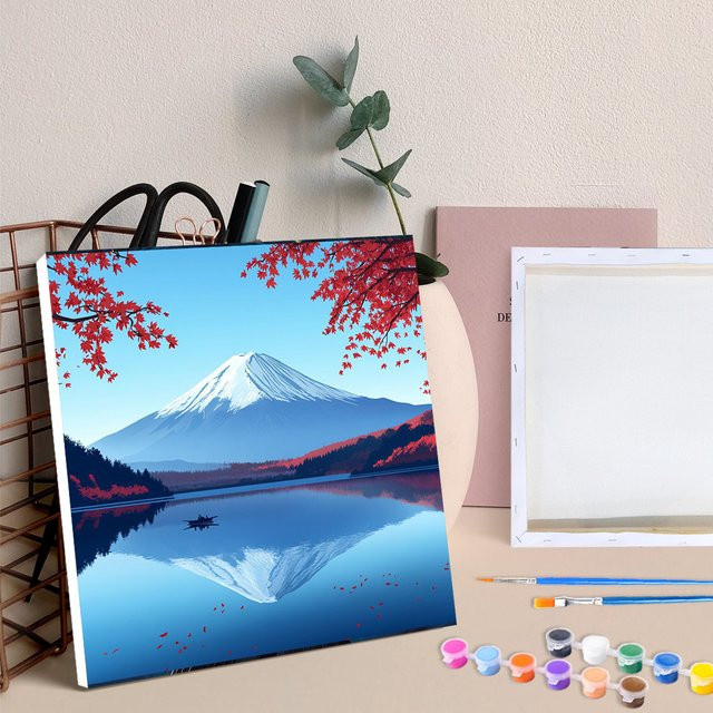 Ruopoty Malen nach Zahlen Set Berglandschaft Motiv für Anfänger und Erwachsene, Mehrfarbiges DIY Leinwandbild im rechteckigen Format - Bild 1