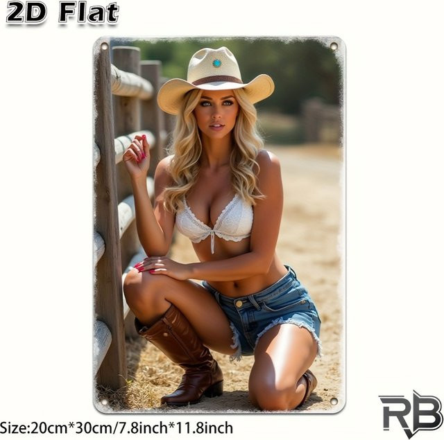 HELLOYOUNG Metallschild Bikini-Mädchen Wanddekoration Mehrfarbig - Bild 1