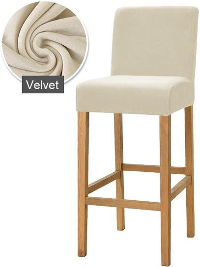 Yiran Furniture Barhocker Schutzbezug aus elastischem Samtstoff in Beige - Bild 1