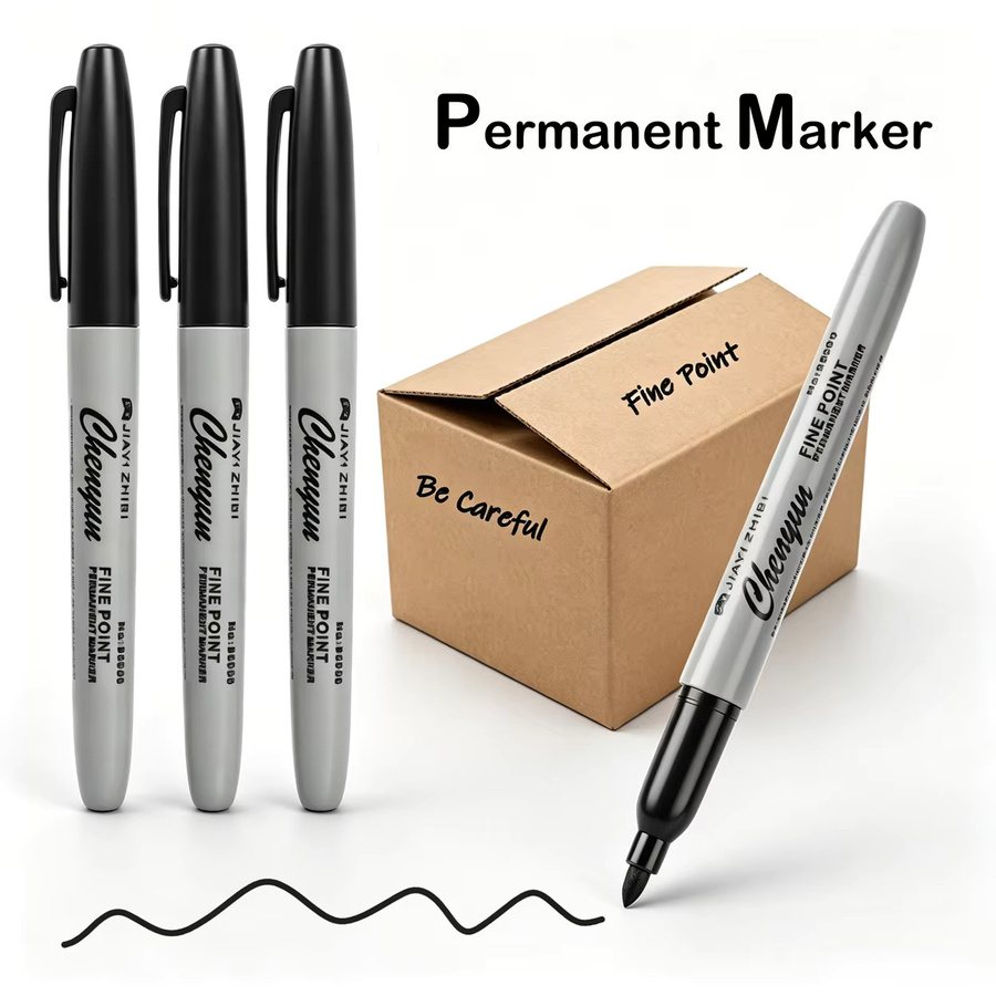 CEESO Permanentmarker Set mit feiner Spitze, 12 Stück, Schwarz, wasserfeste Markierungsstifte für Kunststoff und Metall - Bild 2