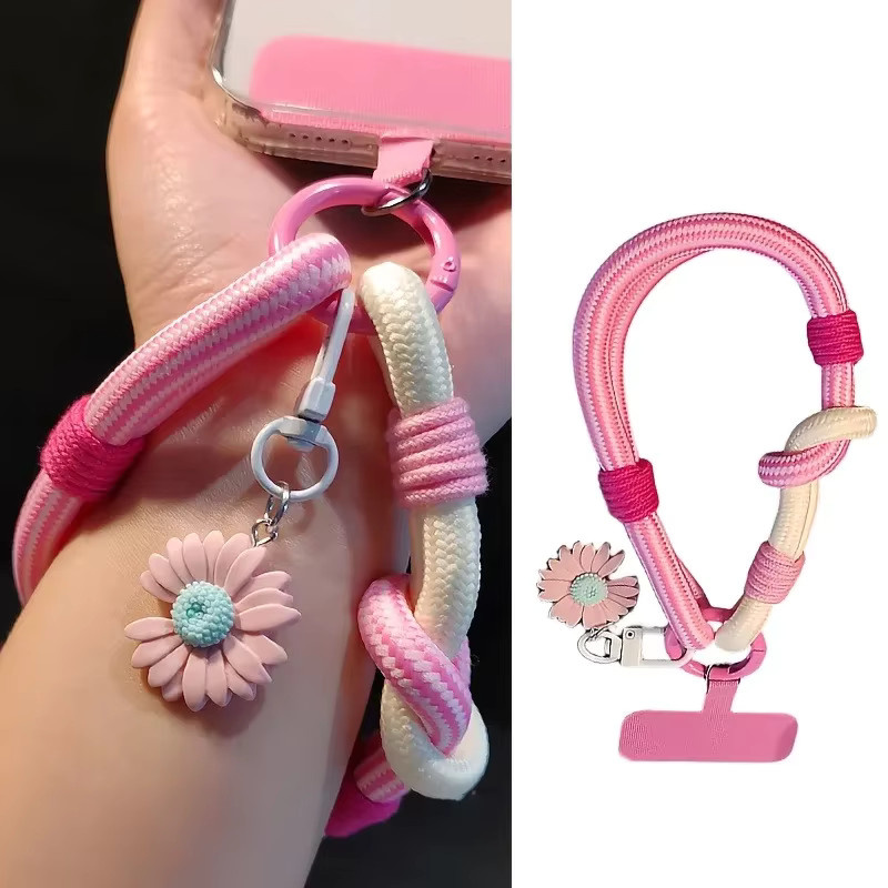 Universelles Handy Lanyard mit 3D Blumen Design als Handgelenk Strap in Pink - Bild 3