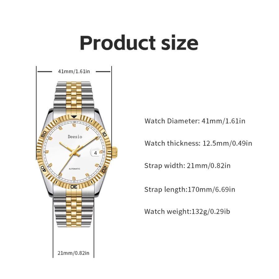 Deesio Armbanduhr, Automatik, Edelstahl, Bicolor, Herren - Bild 6