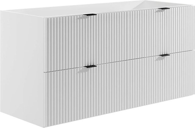 Waschbeckenunterschrank Zevini in Weiß, moderner Stil, matt und gestreift, B/T/H: 120 x 47 x 60 cm - Bild 1