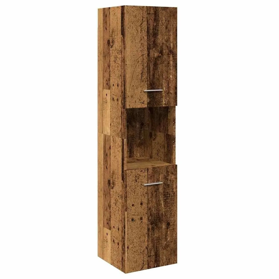 vidaXL Bad-Hängeschrank in Altholz-Optik, braun, B/T/H: 30 x 30 x 130 cm - Bild 2