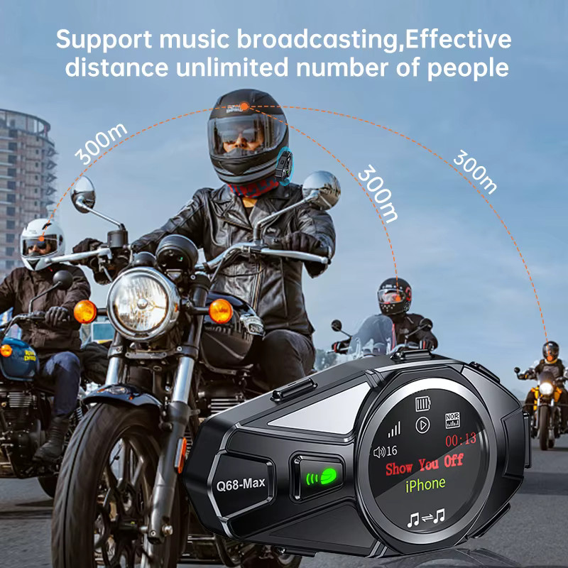 XINOWY Q68-Max Motorradhelm Bluetooth-Headset mit Gegensprechanlage für 2 Fahrer, Musikfreigabe, IP56 wasserdicht und Rauschunterdrückung, Farbe: Schwarz - Bild 4
