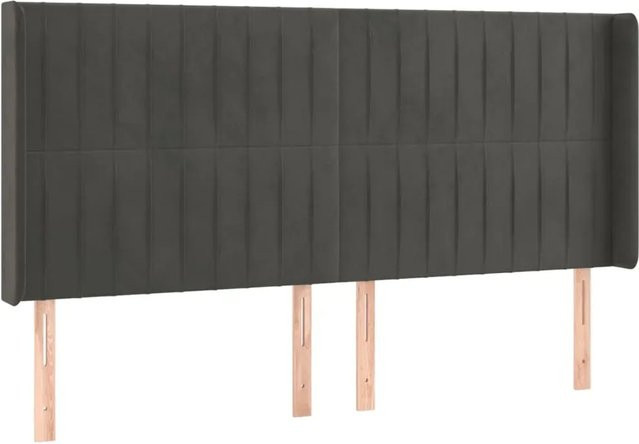 vidaXL LED Kopfteil aus Samt in Dunkelgrau mit USB-Ladeport und integrierter Beleuchtung, B: 163 cm, H: 118 cm, T: 16 cm - Bild 1