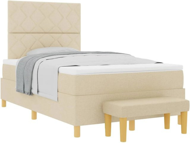 vidaXL Boxspringbett mit Matratze in Beige aus Stoff, B/T: 120 x 193 cm - Bild 1