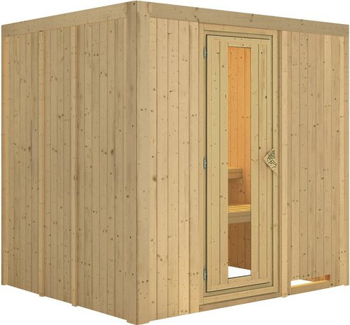 Karibu Sauna Olai für 3 Personen aus Fichte in Beige, B/T/H: 198 x 170 x 196 cm - Bild 1