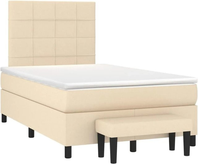 vidaXL Boxspringbett Hybrid mit Matratze und Kopfteil in Creme/Beige, B/T/H: 120 x 200 x 118 cm - Bild 1