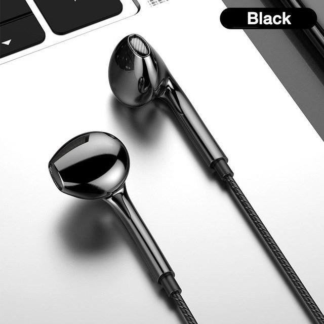 VAORLO In-Ear Stereo Kopfhörer mit Mikrofon, 3,5 mm Klinke, Gaming Headset für Musik und Sport, Schwarz - Bild 1