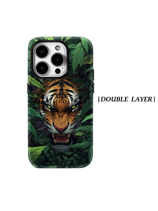 Potdemiel Magnetische Handyhülle Jungle Vortex Tiger für iPhone 17 16 15 14 13 Pro Max Plus, Mehrfarbig, Robuste Einzel- und Doppelschicht-Hülle - Bild 7