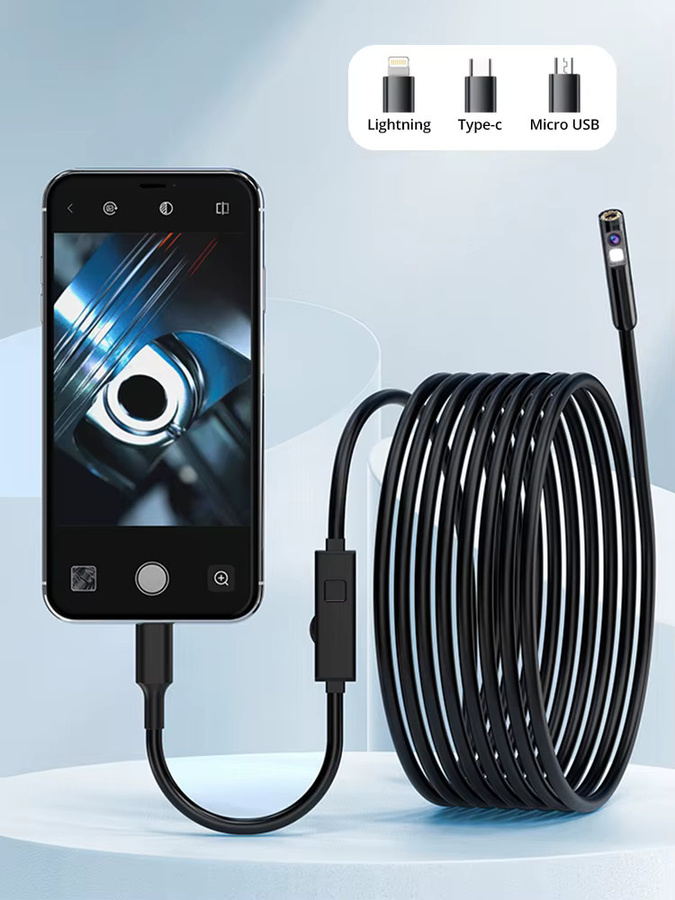 KERUI Endoskop Kfz-Boroskop-Inspektionskamera mit 2 MP Auflösung und 8 mm Durchmesser für iPhone iOS und Android Typ C in Schwarz - Bild 5