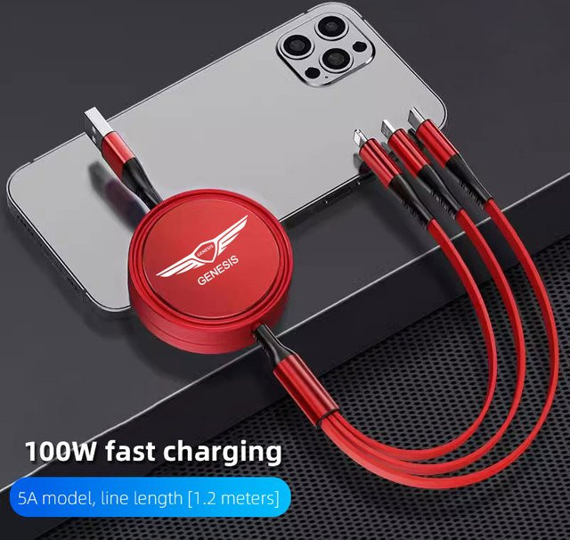 3-in-1 einziehbares Multi-Schnellladegerät Autokabel mit Micro-USB für Genesis G80 GV70 GV80 GV60 G70 Essentia Neolun G90 GV90 X - Bild 1