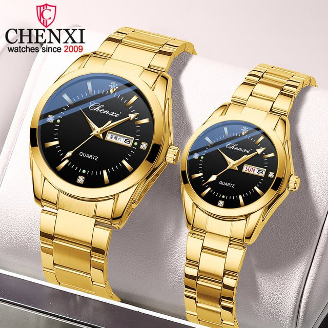 CHENXI Armbanduhr, Quarz, Edelstahl, Gold, Unisex - Bild 1