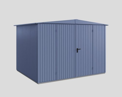 Ecostar Gerätehaus Trend-S aus verzinktem Metall in Blau mit Doppeldoor und Giebeldach, B/H/T: 302,8 x 219,4 x 238 cm - Bild 1