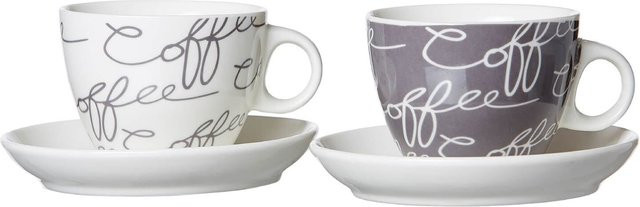 Ritzenhoff & Breker Cappuccino Becher Cornello 4-teiliges Set in Grau und Multicolour aus Porzellan - Bild 1