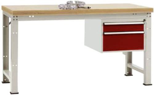 Manuflex Werkbank WP5662.3003 in Rubin-Rot aus Stahl und Holz, B/T/H: 200 x 80 x 70 cm - Bild 1