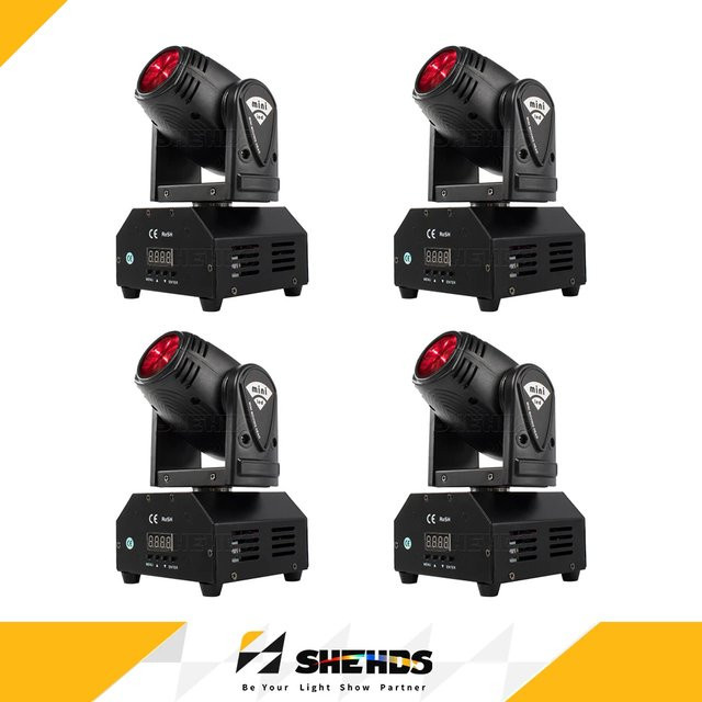 SHEHDS Mini RGBW LED Moving Head Spot Beam 10W in Schwarz für DJ, Party und Bühnenbeleuchtung - Bild 1