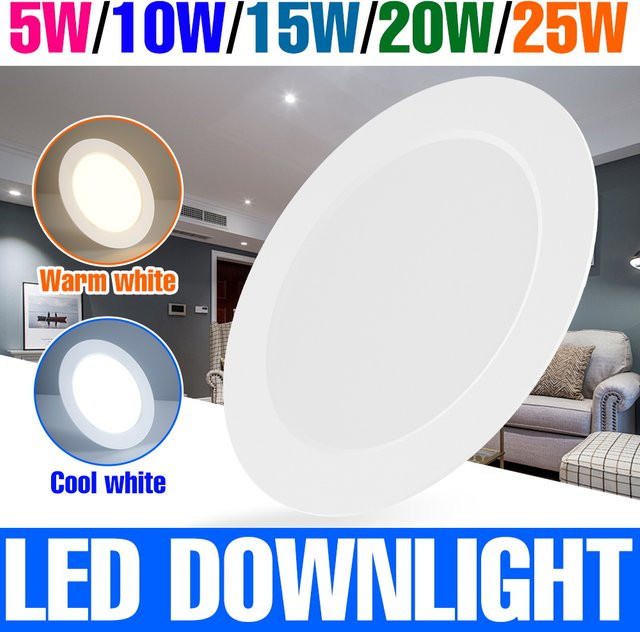 Runde LED-Deckeneinbauleuchte in Weiß, 25 W, Kaltweiß, Modernes Downlight für Zuhause, Schlafzimmer, Büro und Küche - Bild 1