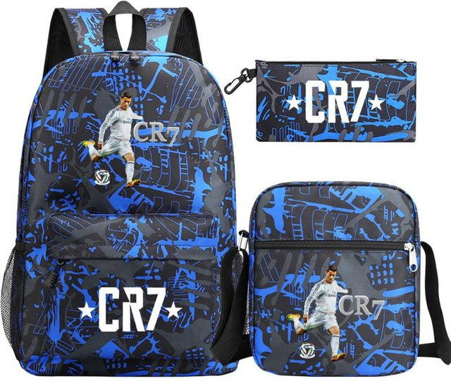 3-teiliges Schulrucksack-Set in Blau aus Oxford-Stoff mit Schultasche und Federmäppchen, H x B x T: 46 x 32 x 16 cm - Bild 1