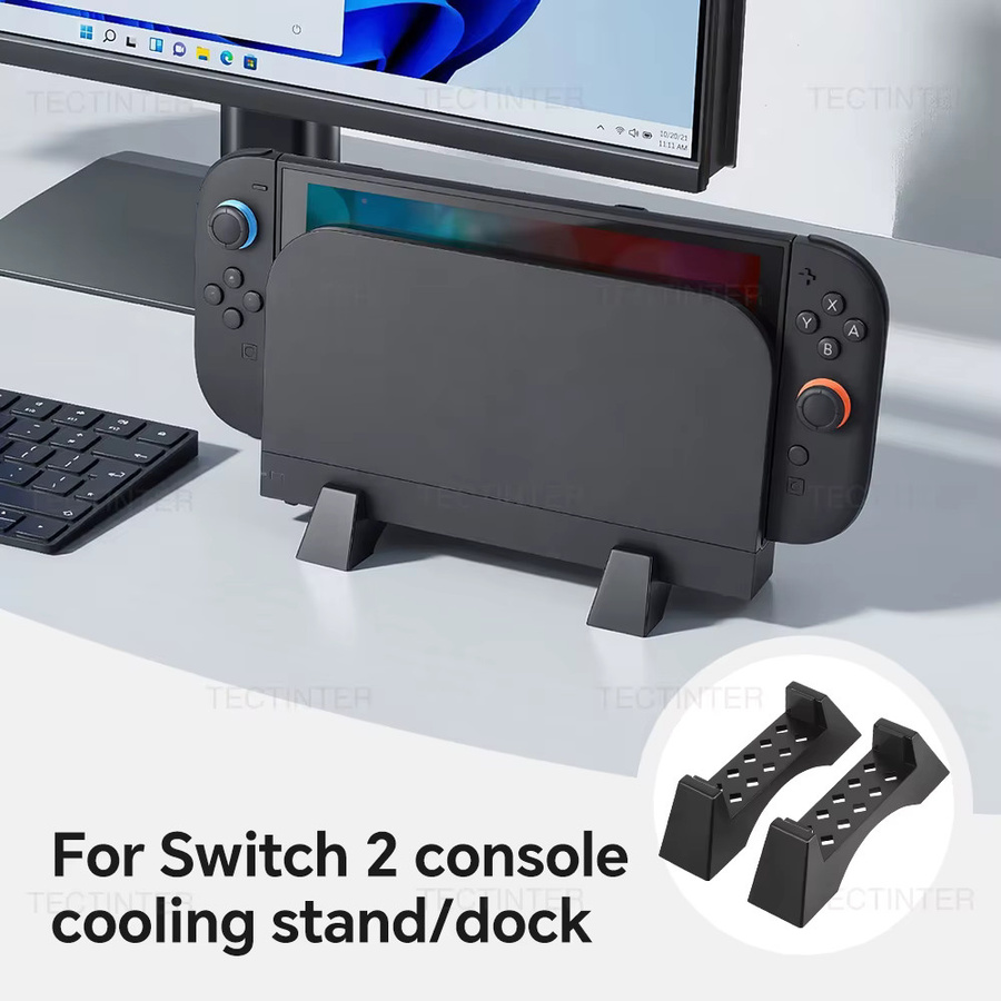 2er-Set Kühlhalterung für Nintendo Switch 2 Spielkonsole, schwarzer Ständer mit rutschfester Basis zur Desktop-Aufbewahrung - Bild 2