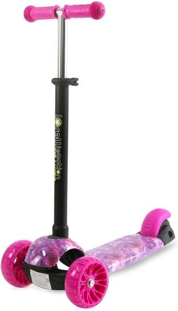 Lorelli Draxter Kinderroller mit 3 Rädern, höhenverstellbar, PU-Leuchträder, pink - Bild 1