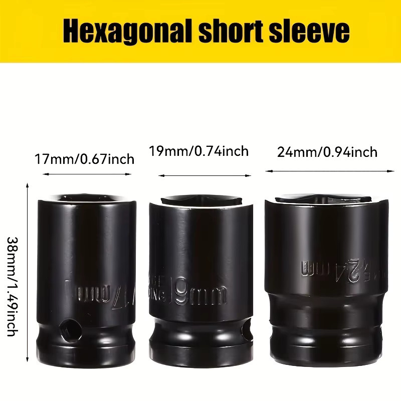 NIUXIANG 3-teiliges Set Auto-Reparaturwerkzeuge mit Schlagschraubnerohren für Drehmomentschlüssel und Ratschenschlüssel in Schwarz - Bild 5