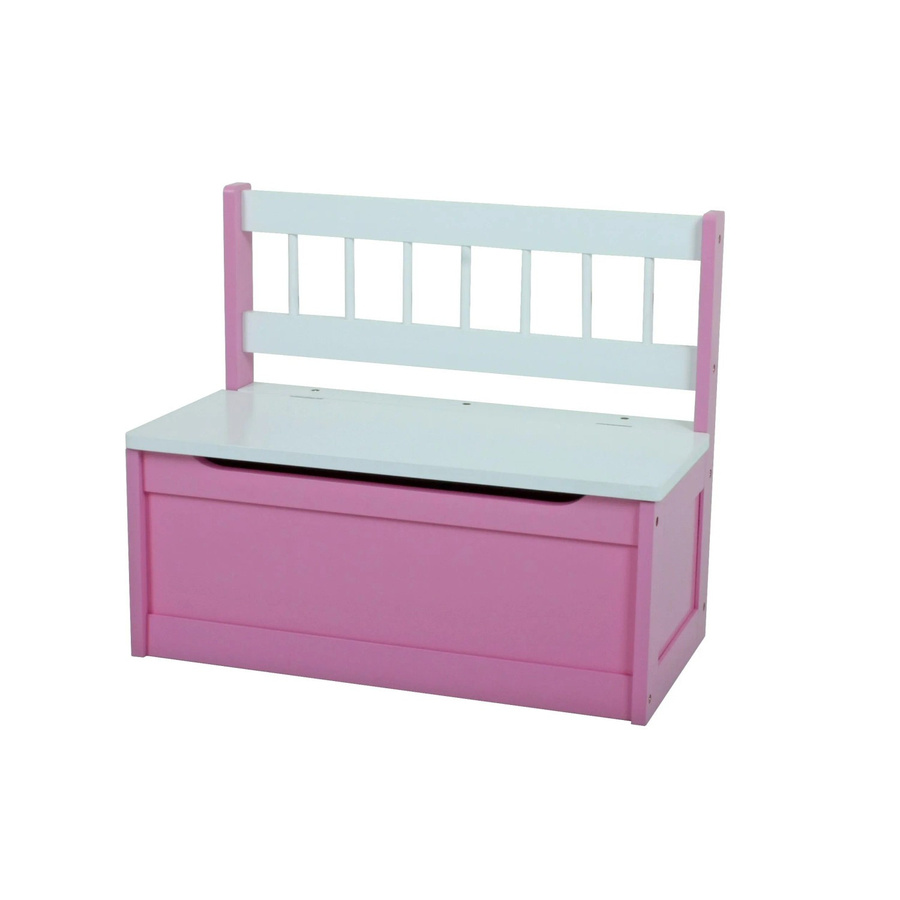 DELUKE Kinder-Truhenbank EMIL 2er-Set aus Holz in Pink und Weiß mit Stauraum, Spielzeugtruhen für das Kinderzimmer, B/T/H: 50 x 60 x 30 cm - Bild 2