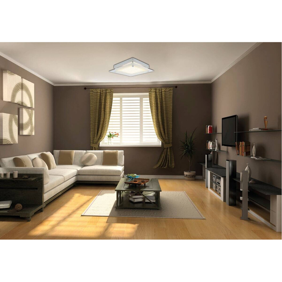 Näve LED-Deckenleuchte Leeds in Silber mit Kristalloptik aus Metall und Glas B/T/H: 25 x 25 x 5,3 cm - Bild 2