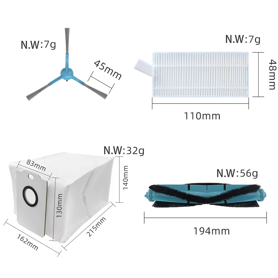 OSSIEAO Hauptseitenbürste und HEPA-Filter Staubbeutel für Cecotec Conga 9590, 9990 und 10090 AI Spin Revolution Ultra Power - Bild 2