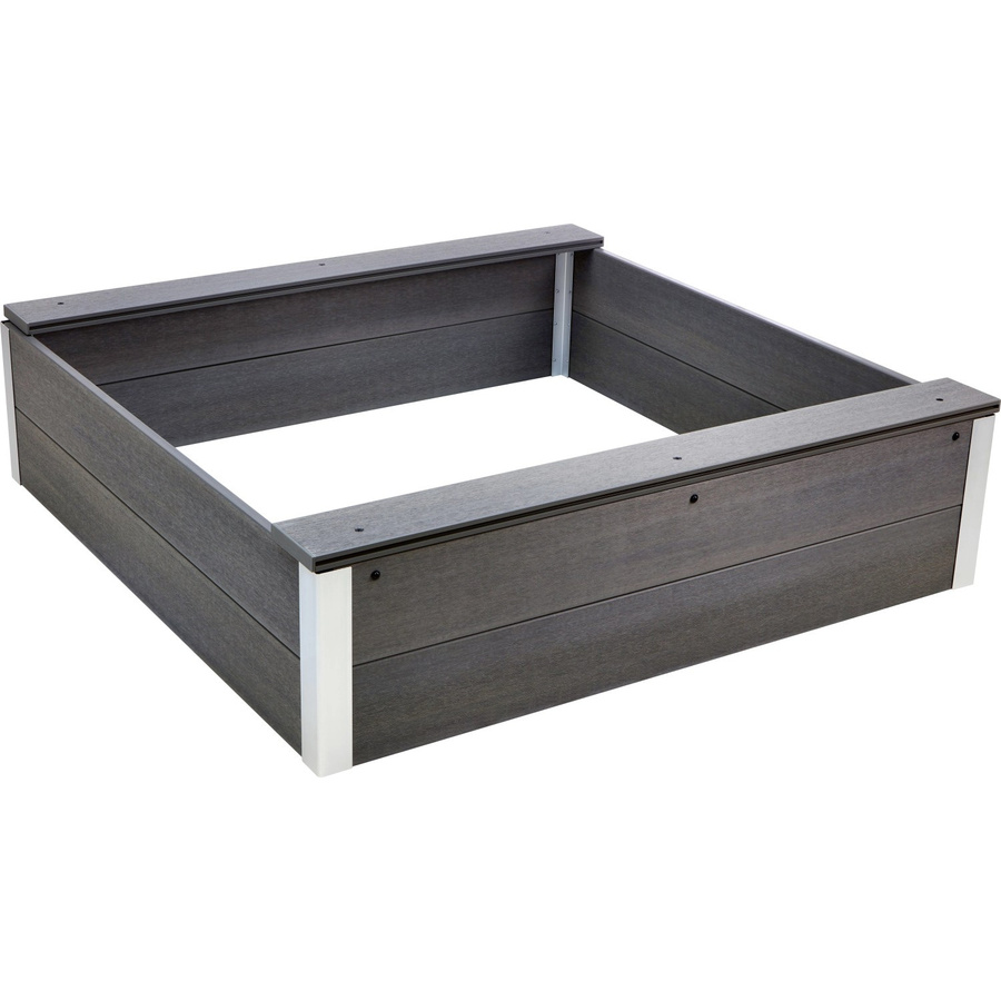 Sandkasten aus WPC in Grau B/T/H: 110 x 110 x 32 cm - Bild 2