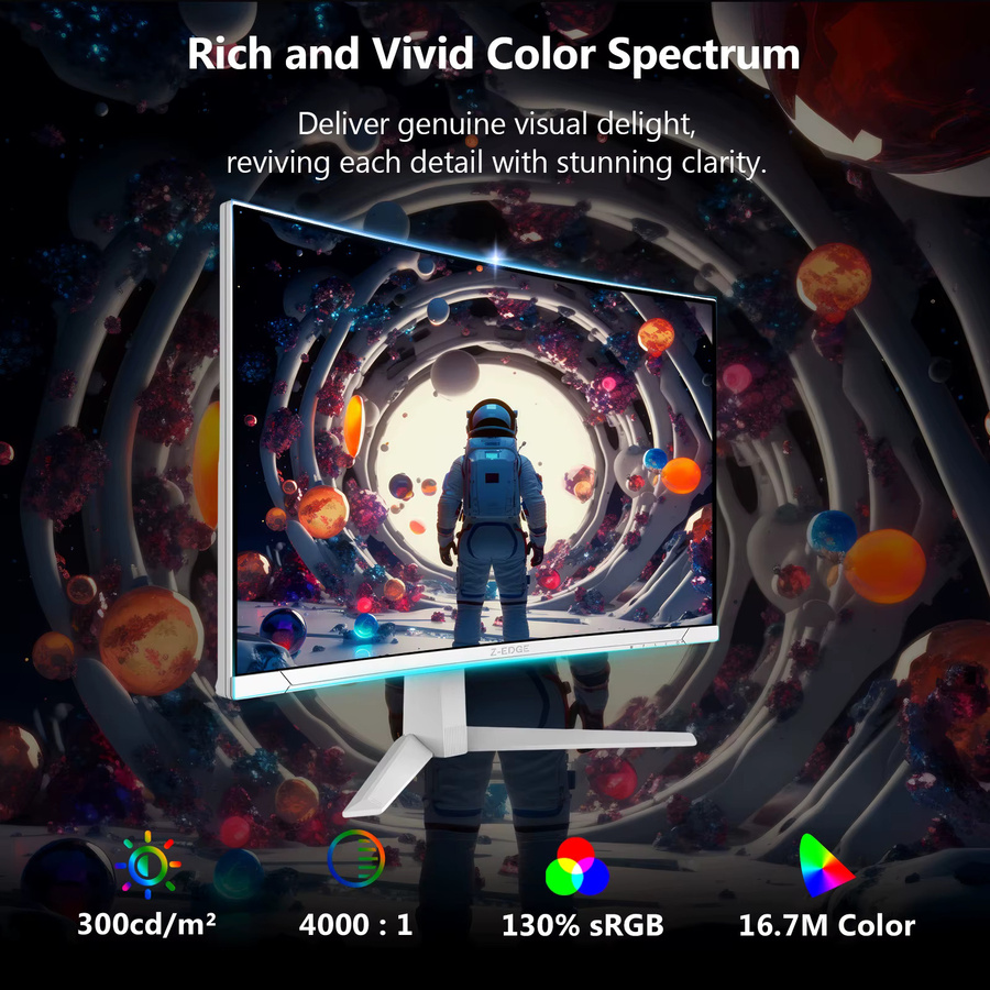 Z-EDGE 27 Zoll Curved Gaming Monitor in Schwarz mit VA Panel, Full HD 1920x1080, 300Hz, 1ms MPRT, HDR10, AMD FreeSync und 130% sRGB - Bild 4