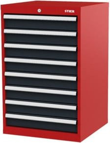 STIER Schubladenschrank mit 8 Schubladen aus Stahl in Rot/Anthrazitgrau, B/T/H: 60,0 x 57,5 x 92,0 cm - Bild 1
