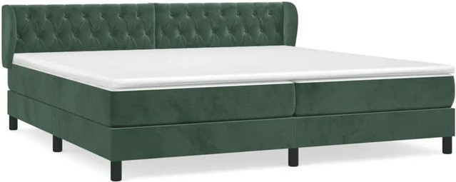 vidaXL Boxspringbett mit Matratze in Dunkelgrün aus Samt, Hybrid-Bett mit Taschenfederkern, B/T/H: 200 x 200 x 78 cm - Bild 1