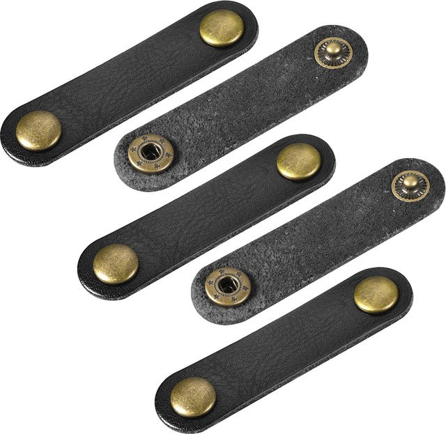 UXCELL Leder-Kabelbinder Set für Kabel-Management in Schwarz und Rot, Maße: 63 x 16 mm - Bild 1