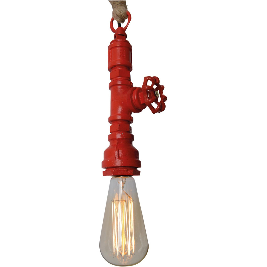 Näve Pendelleuchte Regia Rot mit Hanfseil im Retro Design für E27 Leuchtmittel - Bild 2