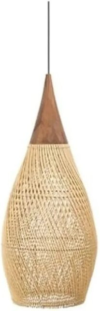 JOYINLED Rattan Pendelleuchte Retro Design in Beige für Wohnzimmer und Schlafzimmer, Durchmesser: 25 cm - Bild 1