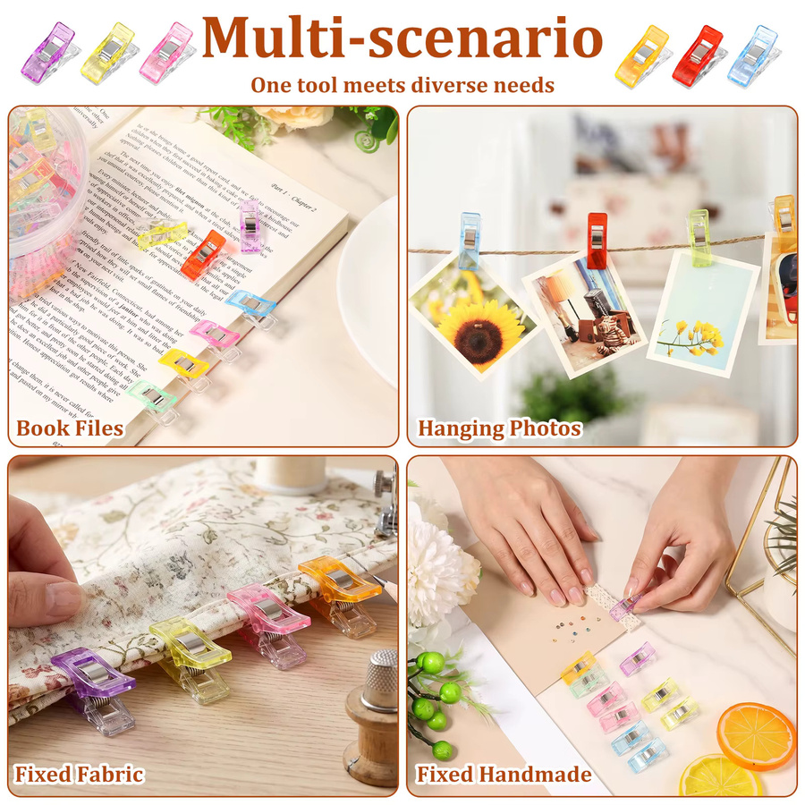 100 Stück Nähklammern als Mehrzweck-Quilt-Clips in Multicolor aus Kunststoff für Quilten und Scrapbooking - Bild 4