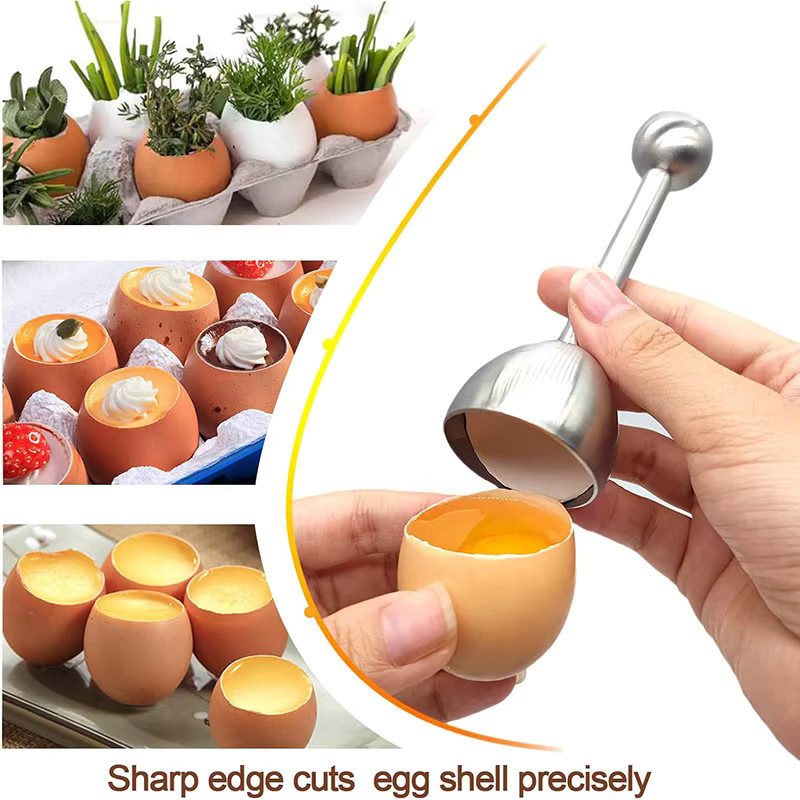 JIUAN Ei Topper aus Edelstahl Eierschalen Cutter und Ei Cracker in Gold oder Silber - Bild 2