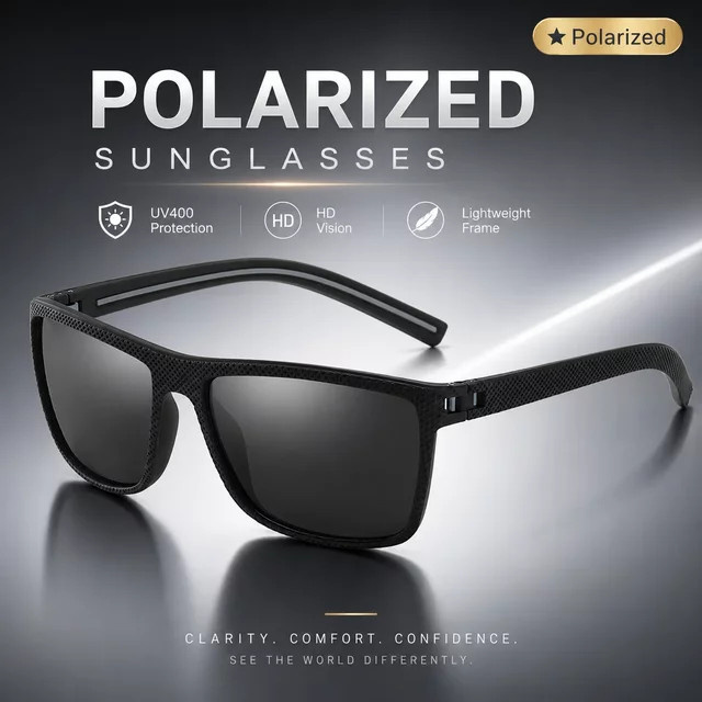 AWGSEE Sonnenbrille, quadratisch, Vollrand, Kunststoff, schwarz, Herren - Bild 1