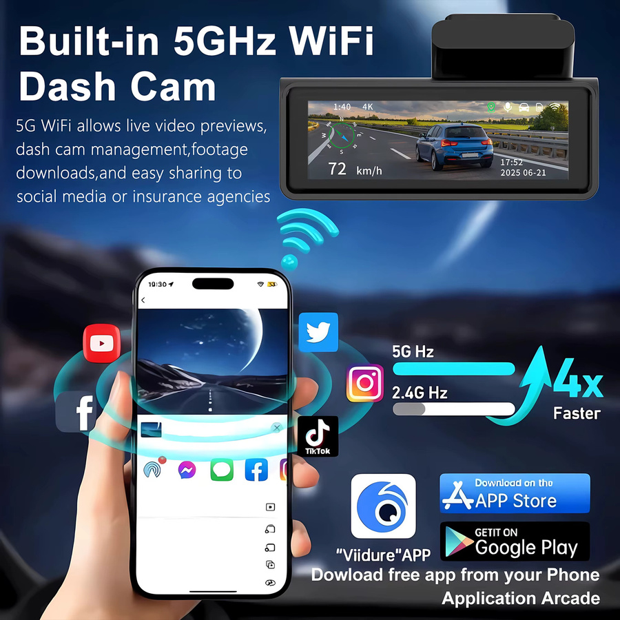 OMGO 4K+2.5K ADAS Dashcam mit GPS und WLAN in Schwarz mit 24H Nachtsicht und Mini-Doppellinse - Bild 6