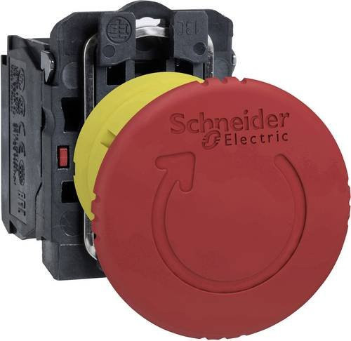 Schneider Electric XB5AS8444 Not-Aus-Schalter mit rotem Metall-Frontring, rund, rückstellbar und verriegelbar, 120 V/AC - Bild 1
