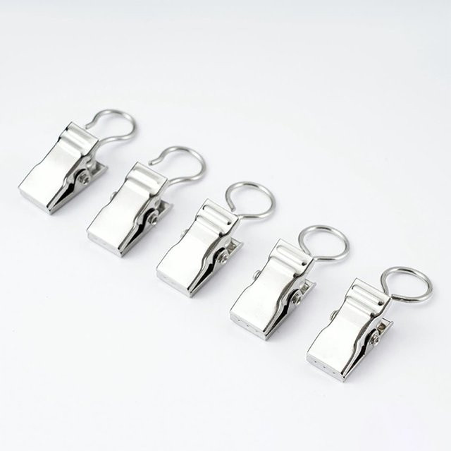 50 Stück Metall-Vorhang-Clips in Silber mit Ringöffnung und Krokodil-Clip für Wandteppiche und Stoffe - Bild 1