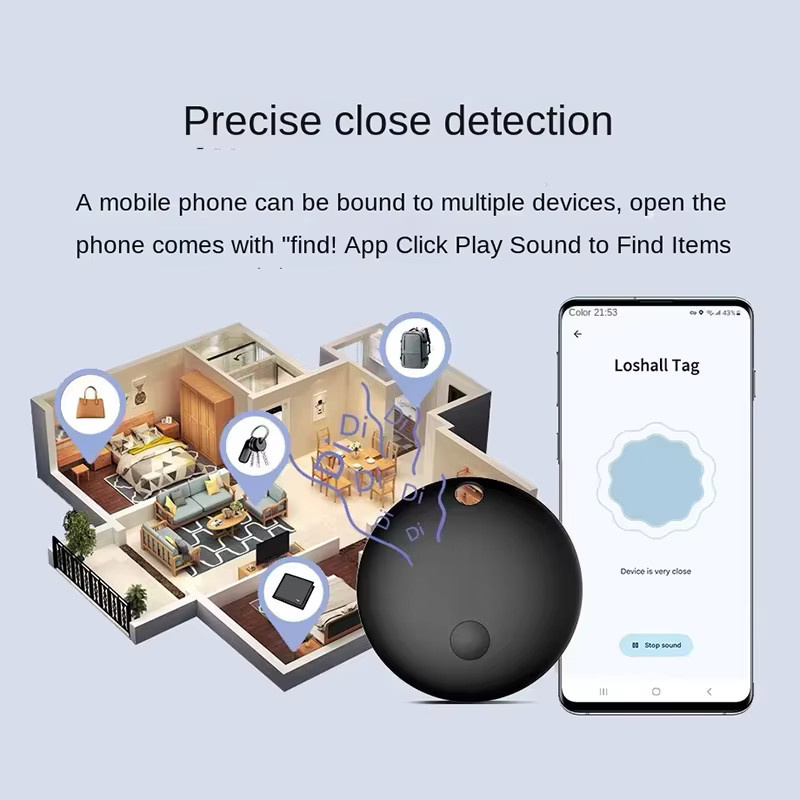 Peocke Mini Smart Tag Tracker GPS-Ortungsgerät für Schlüssel, Fahrrad und Taschen, kompatibel mit iOS und Google, in Schwarz oder Weiß - Bild 2
